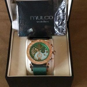 Mulco watch with green silicone strap
